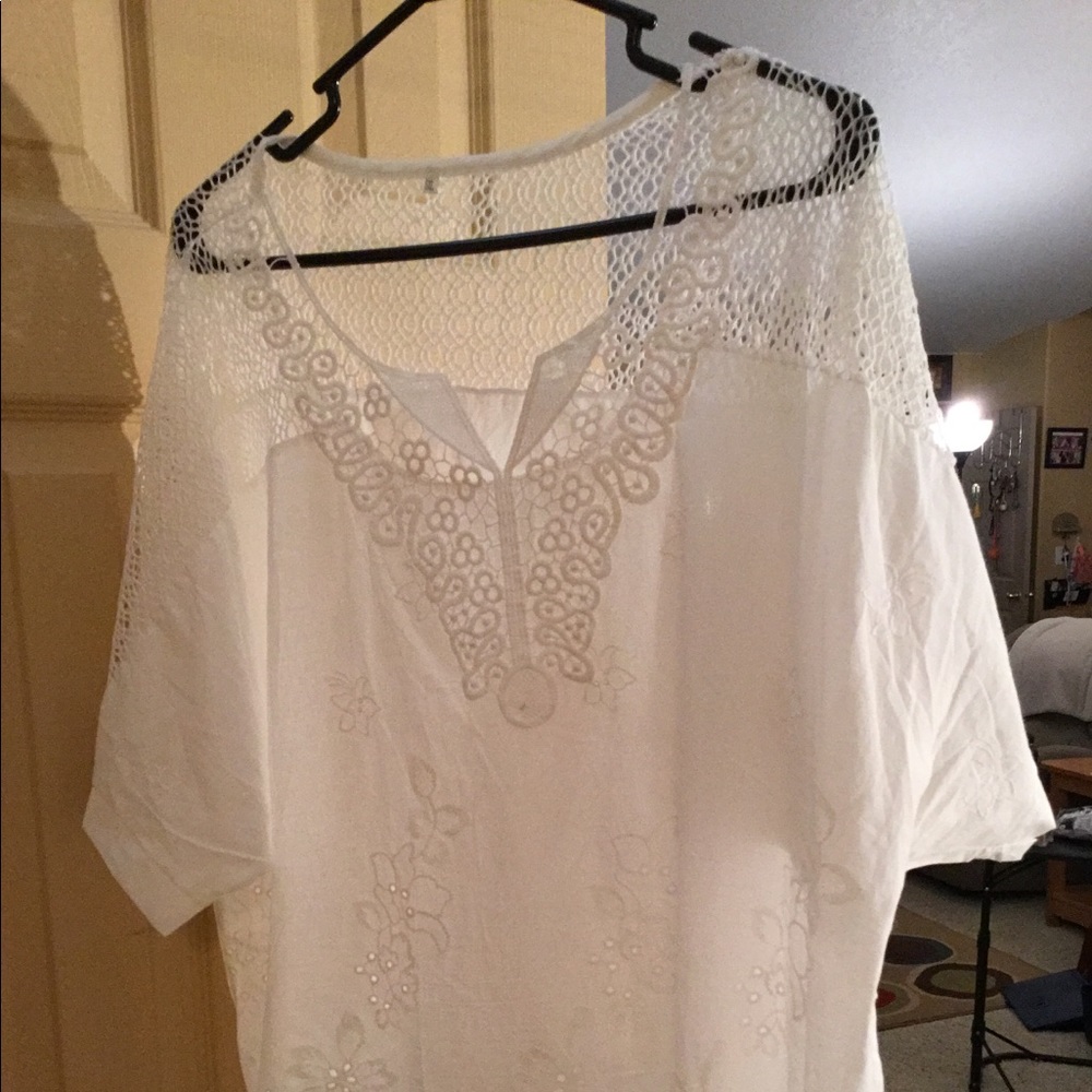 White  Brand new eyelet blouse with  v-neck NWOT